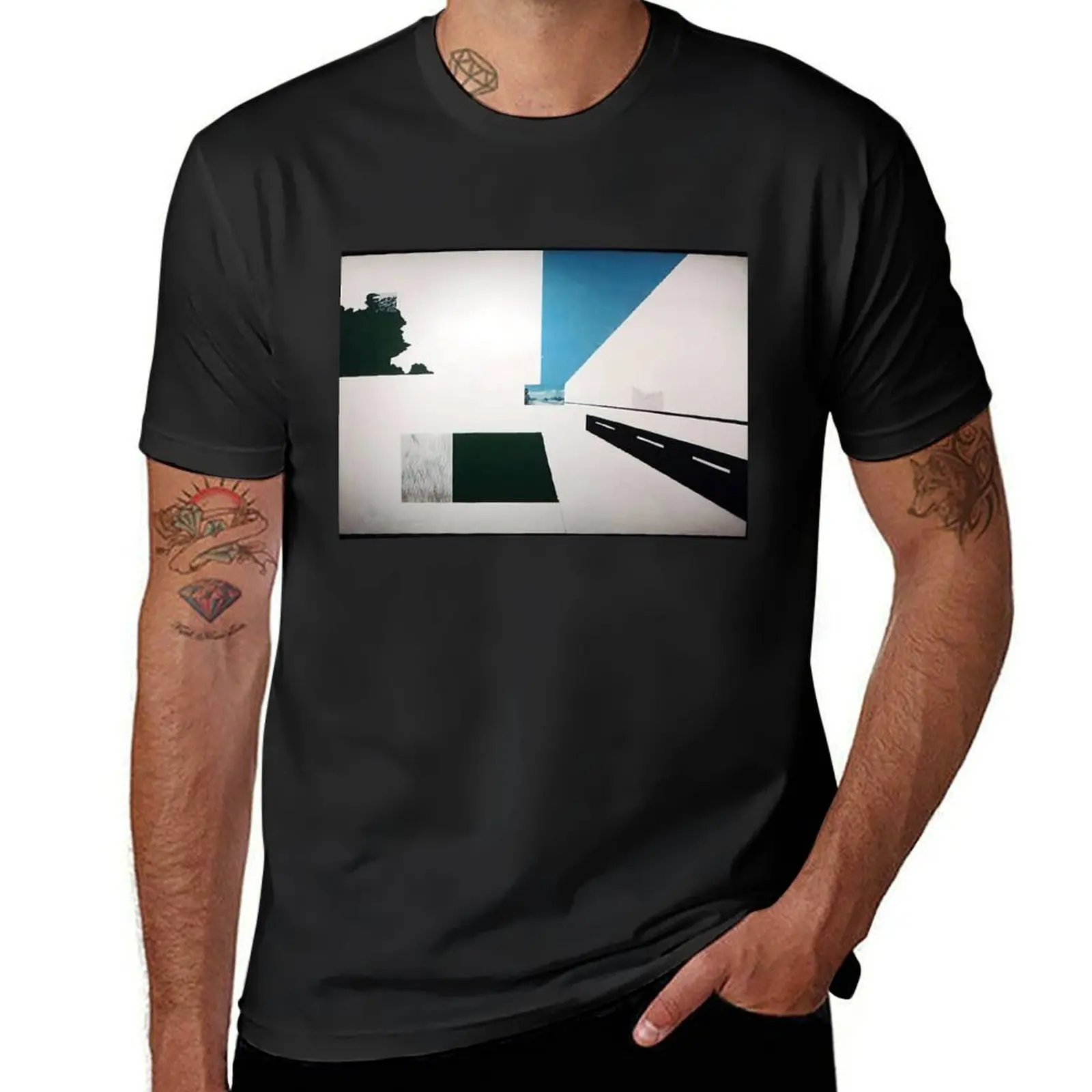 Allan D Arcangelo - Looking North at 121 Mile Marker - Pop Art T-Shirt korean fashion tees mens plain t shirts