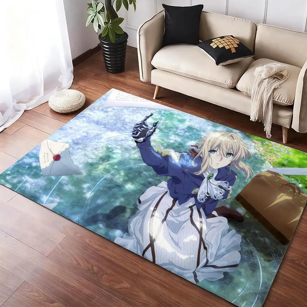 

Violet E-Evergarden Anime Floor Mat Soft Thickened Non-Slip Door Mat for Living Room Home Decor Flannel Rugs