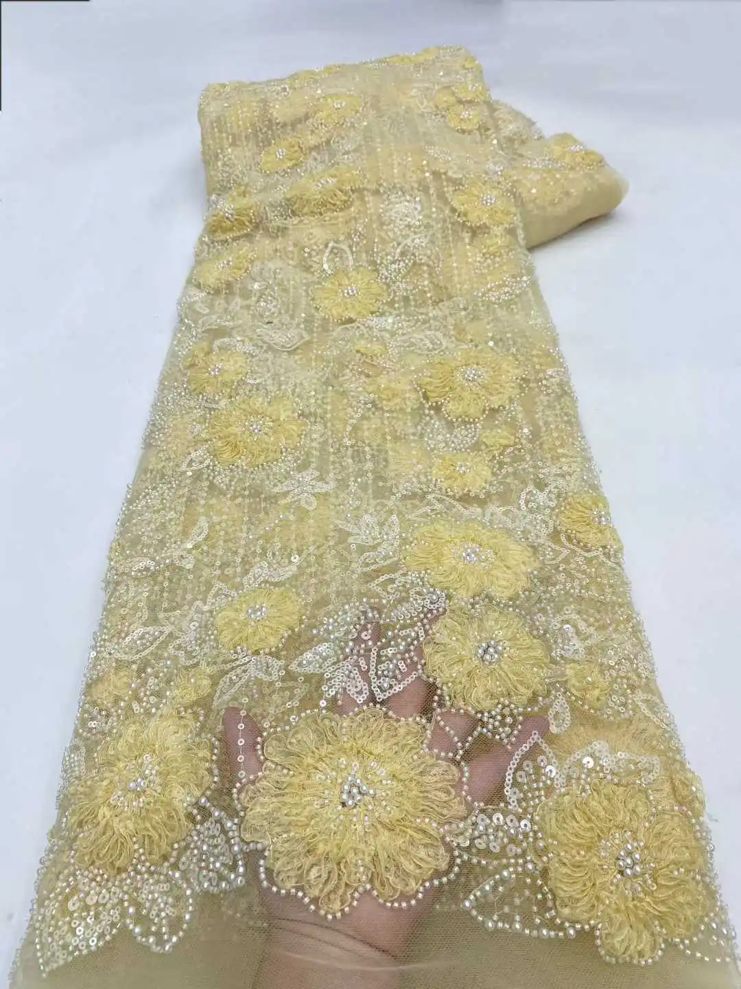 

Latest 2026 African French Nigerian Tulle Lace Fabric With Beads Sequins High End Stones for Party Bride Wedding Sewing Dresses