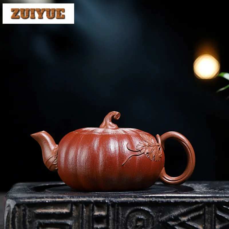 200ml Ancient Yixing Purple Clay Teapots Handmade Pumpkin Pot Raw Ore Dahongpao Downhill Mud Kettle With Infuser Zisha Tea Set