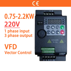 220V 0.75KW/1.5KW/2.2KW 1HP/2HP/3HP Economical Mini VFD Variable Frequency Drive Converter for Motor Speed Control Inverter