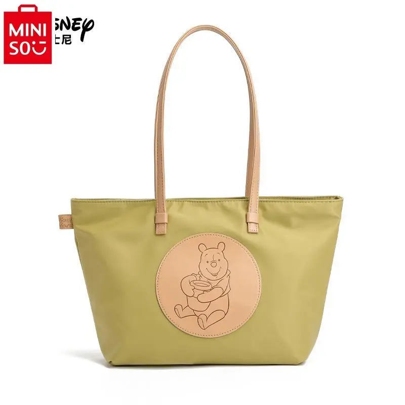 MINISO Disney Cartoon Anime Winnie Bear Mickey Student Handbag Fashion Women's Casual Large Capacity Tote Shoulder Bag