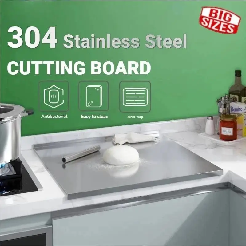 201Stainless Steel Baking Mat Kneading Rolling Bread Pizza Biscuits Dough Pastry Board Large Cutting Board Fruit Vegetable