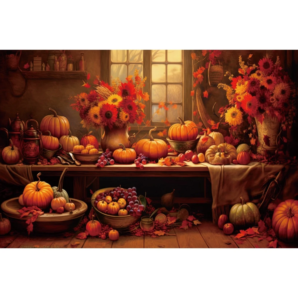 Halloween Pumpkin Wooden House Photographic Backdrop Autumn Forest Child Baby Shower Photography Background Family Photo Banner