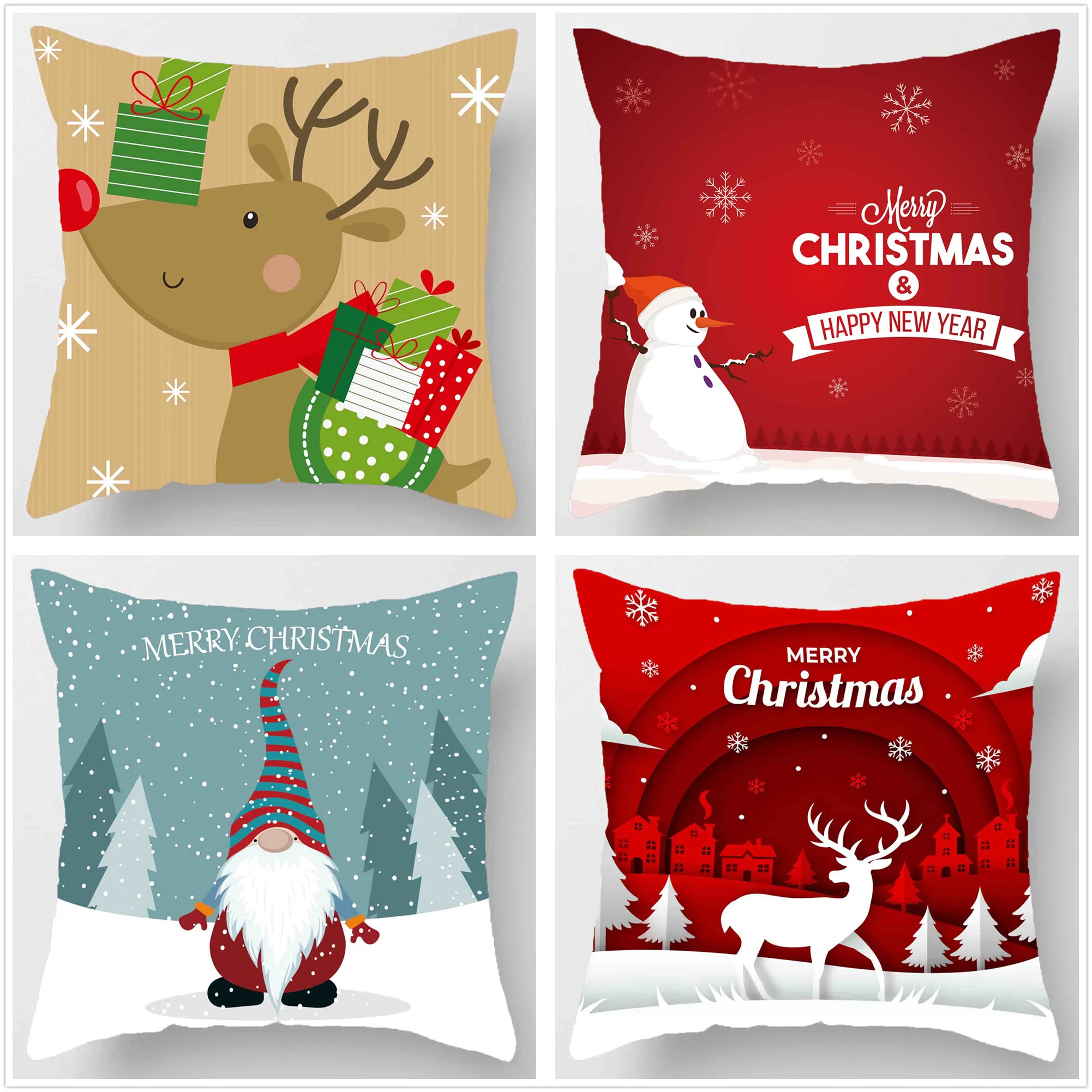 

Polyester Merry Christmas pillowcase 45x45cm pillow case Four seasons general decorative sofa cushion cover