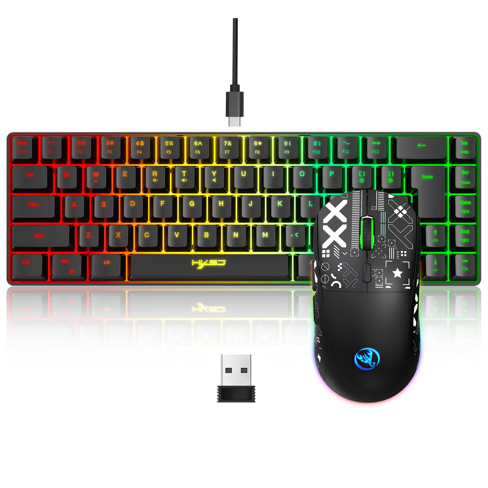 60% gaming Keyboard and mouse combo set gamer white key board combo computer wired keyboards mouses office teclado for laptop pc view 3