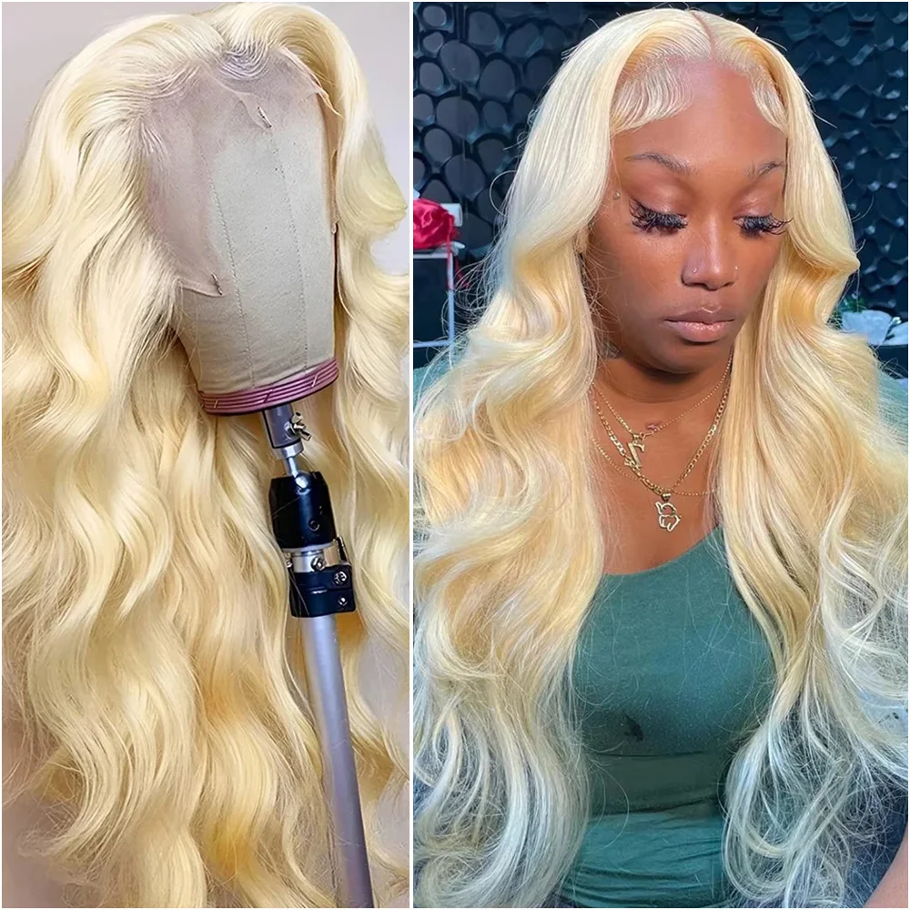 30 36 Inch 613 Honey Blonde Body Wave 200% Density 13x6 HD Lace Front 100% Human Hair Wigs Preplucked Lace Frontal Wig For Women