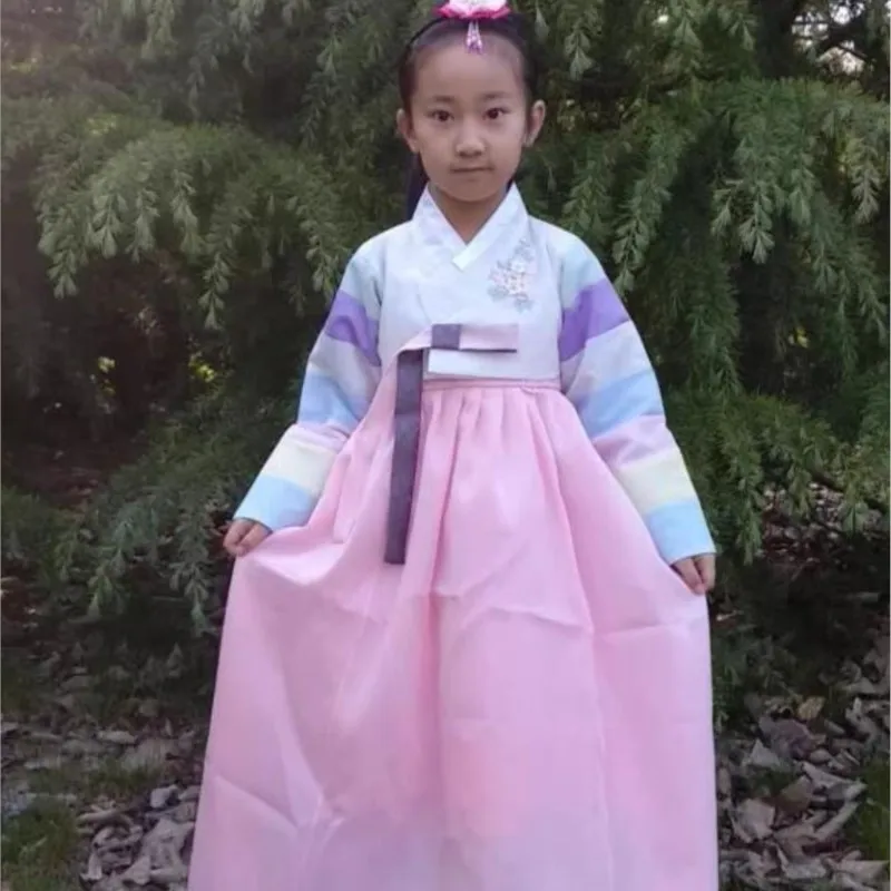 

2024 Girls Korean Traditional Dress Korean Traditional Hanbok Hundred Day/First Birthday Children's Performance Costume LF941