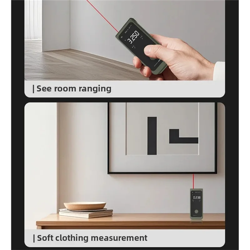 جهاز قياس ليزر ذكي Rangefinder 50 متر شاشة LED أداة قياس شريط ليزر رقمي ذكي مسطرة ليزر قابلة لإعادة الشحن