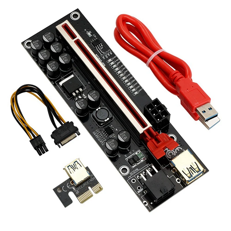 PCI-E 7-Port USB3.0 Expansion Card PCI-E X1 USB3.0 Expansion Card With VER011 PRO Graphics Card Extension Cable Set