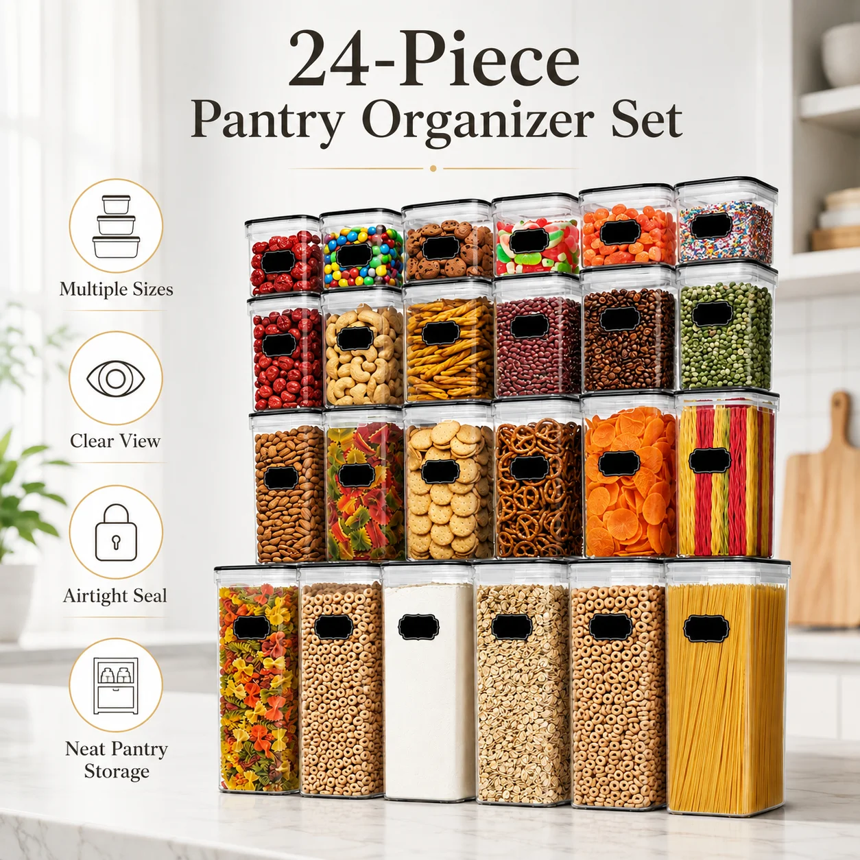 Food Storage Canister - Set di 24 Contenitori Ermetici per
