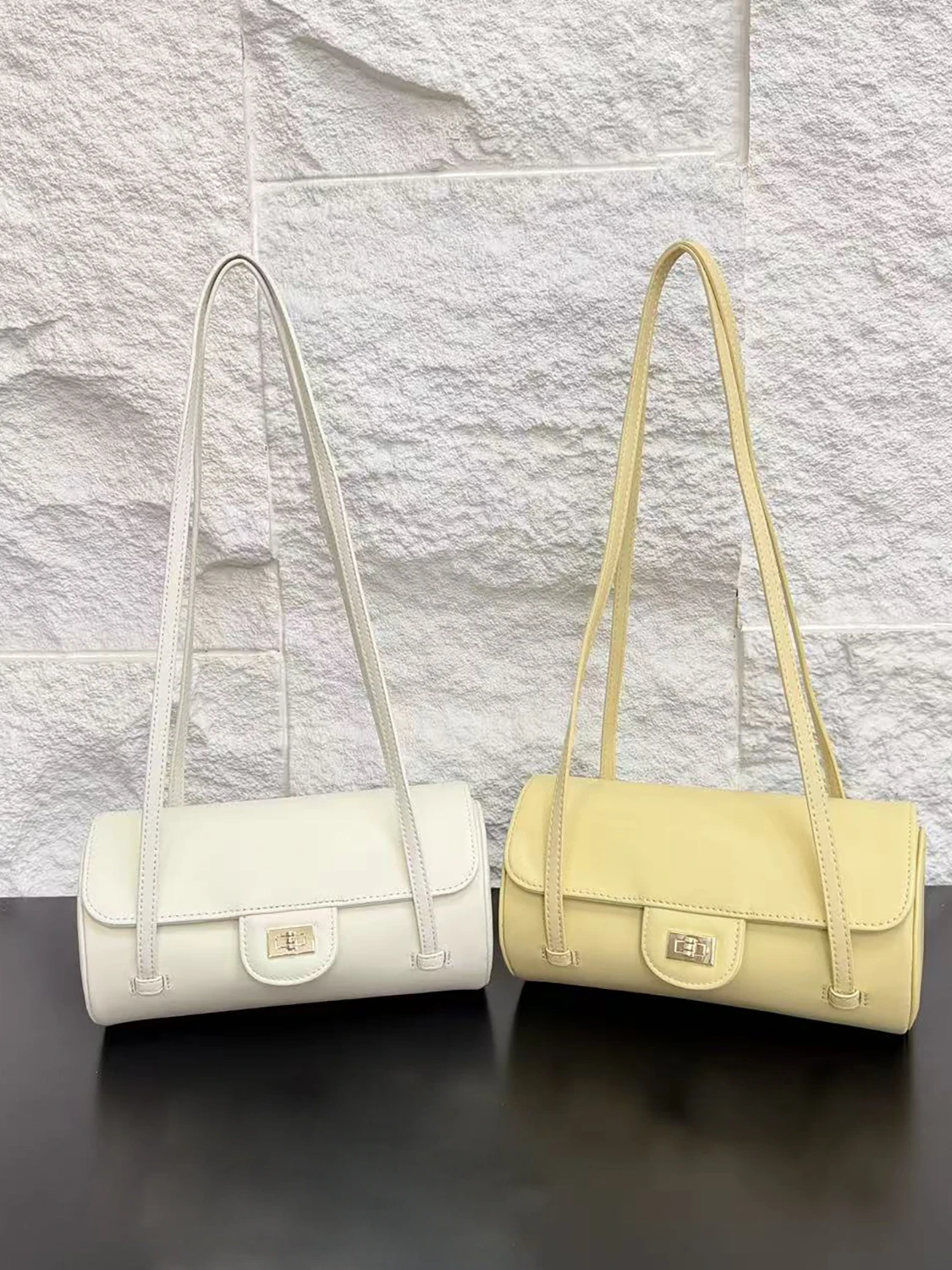 Top Layer Sheepskin round Cylinder Bag French Bread Bag Underarm Pen Holder Single Shoulder Bag Handbag Women 2026 New Style