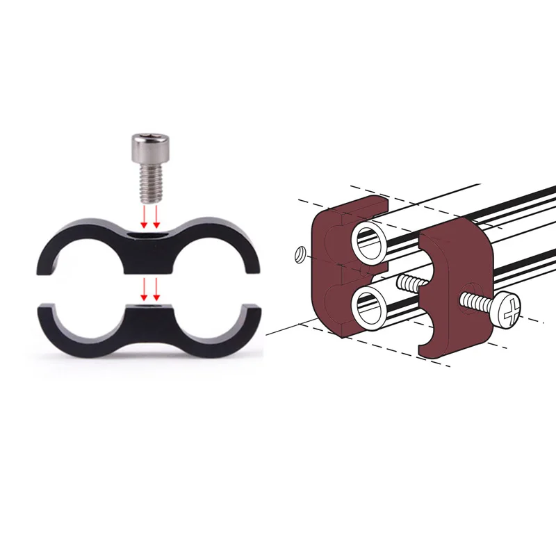 AN4/AN6/AN8/AN10 Universal Hose Separator Clamp - 1PC Billet Aluminum Oil/Fuel/Water Tube Divider