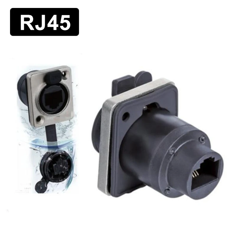 Waterproof D-type 8Pin RJ45 Network Port Cable Socket rj45 Ethernet Straight Through Male Female Plug-in Data Signal Connector