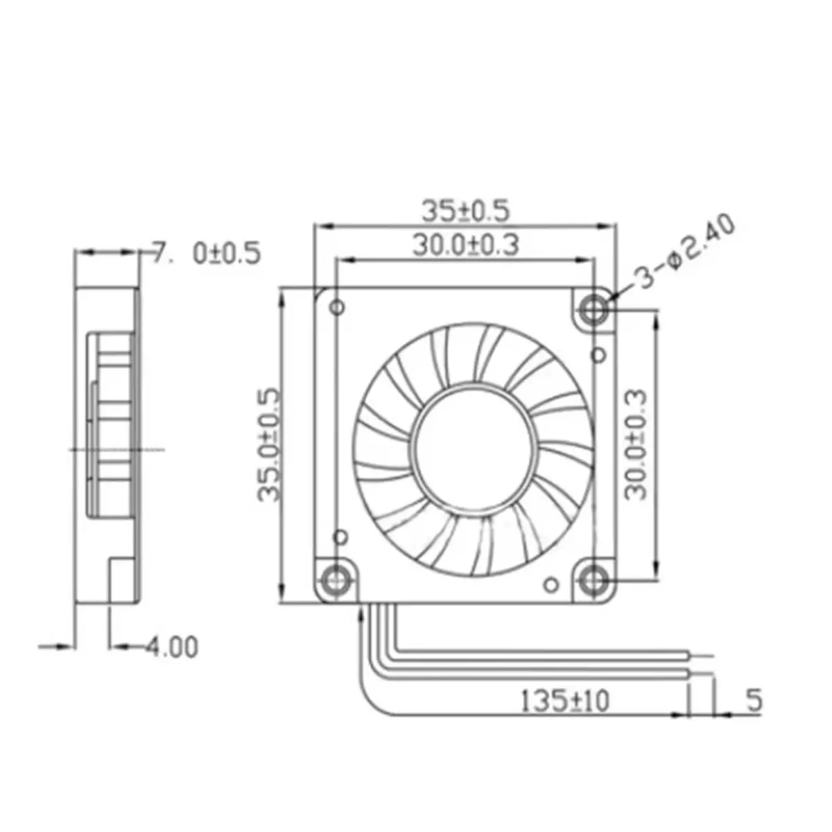 35mm X 7mm Micro Turbo Fan 5v/12v Box Blower Fan Cooling Fan Side Air Outlet 2 Wire A1 Interface D4 5v