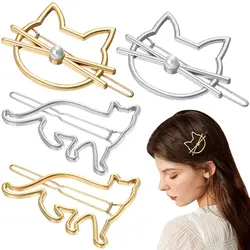 4Pcs Cat Shaped Hair Clips Women Girls Decorative Hairpins Styling Accessories For Party Daily Use Hair Pins Barrettes Bobby