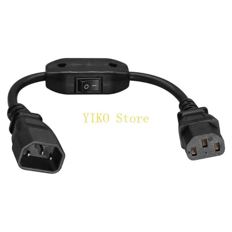 K32C Multipurpose C14 to C13 Extension Cord with Switches Power Charging Line PVC and Metal Texture for Printers Scanners TVs