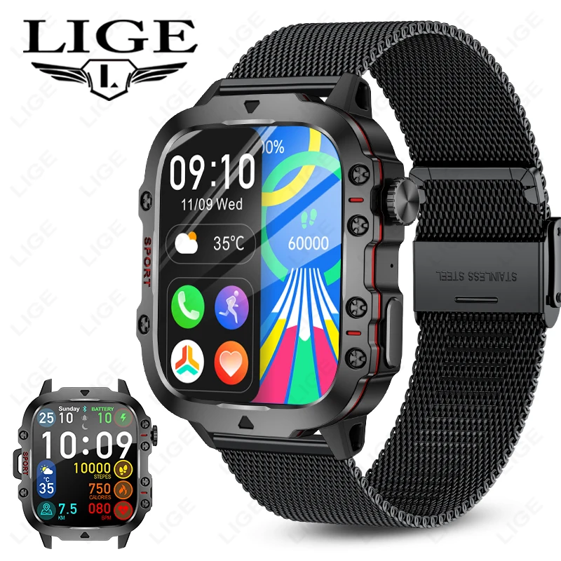 

LIGE SmartWatch Fitness Sports Health 24Hours Monitoring Blueteeth Call Voice Assistant Waterproof For Android IOS Smart Watch