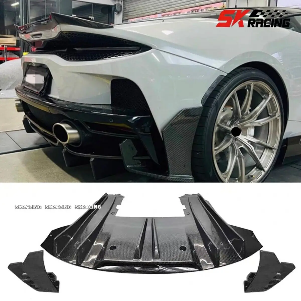 New Style For 2019-2023 McLaren GT Coupe Dry Carbon Fiber Rear Bumper Lip Diffuser Body Kits