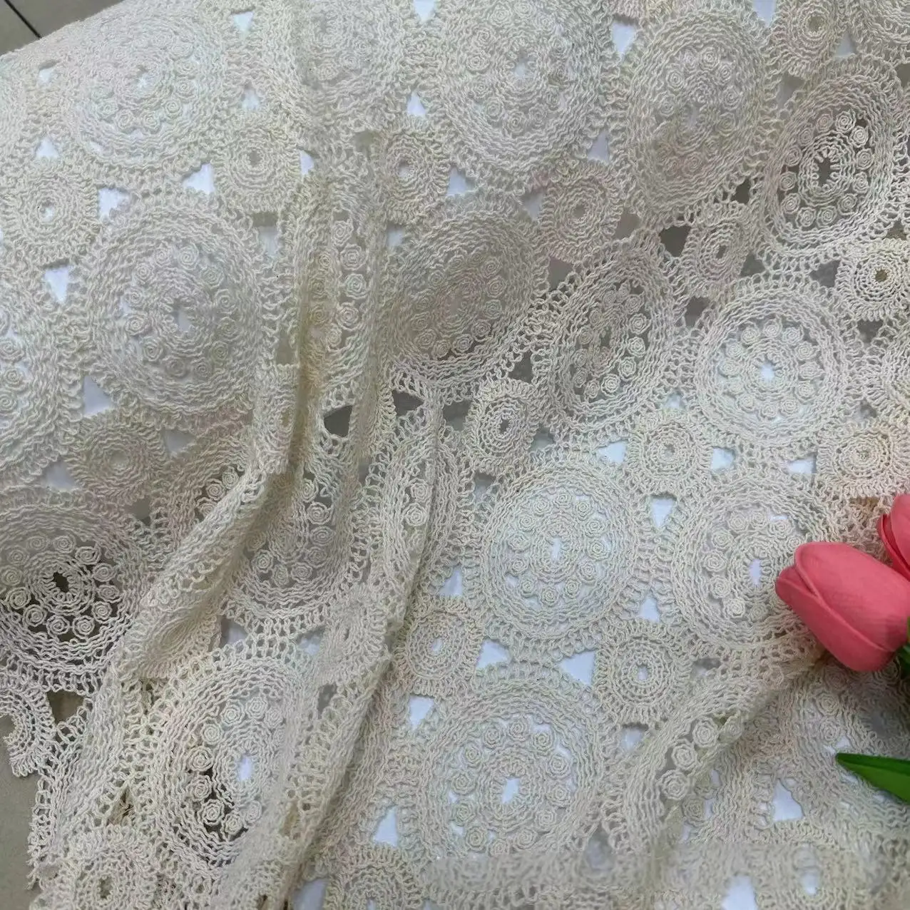 Circle Cotton Threads Water-soluble Guipure Lace Rope Embroidery Rope Embroidery Hollow Dress Embroidery Crochet Lace Fabric