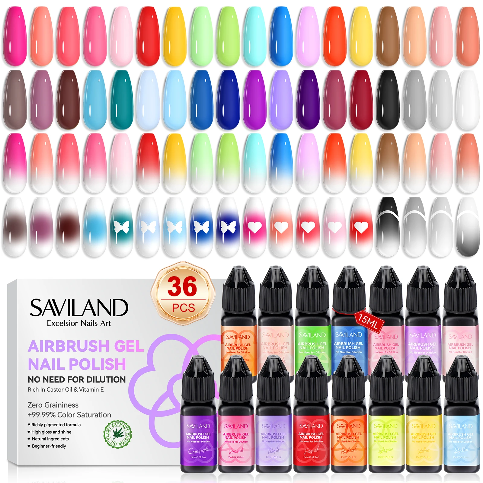 SAVILAND 36-kleuren Airbrush Gel Nagellak Set Geen noodzaak voor verdunning Gel Polish Verf Gebruik Voor Airbrush Spuitpistool Nail Art