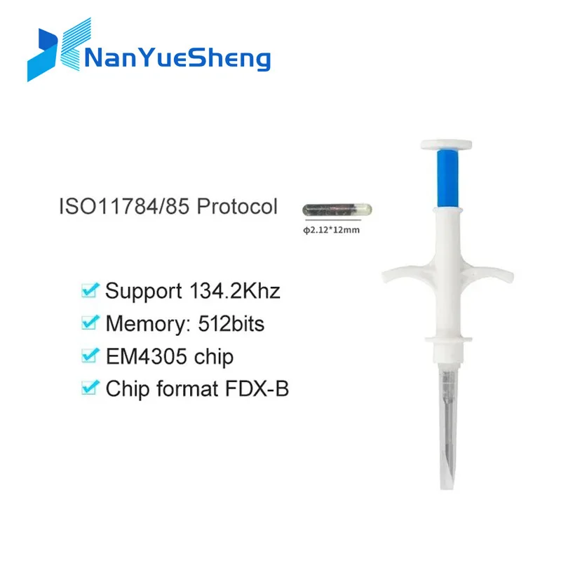 Animal Microchips 2.12*12mm RFID Syringe Dog Pet Animal Id Injector with 134.2Khz ISO FDX-B Chip syringe