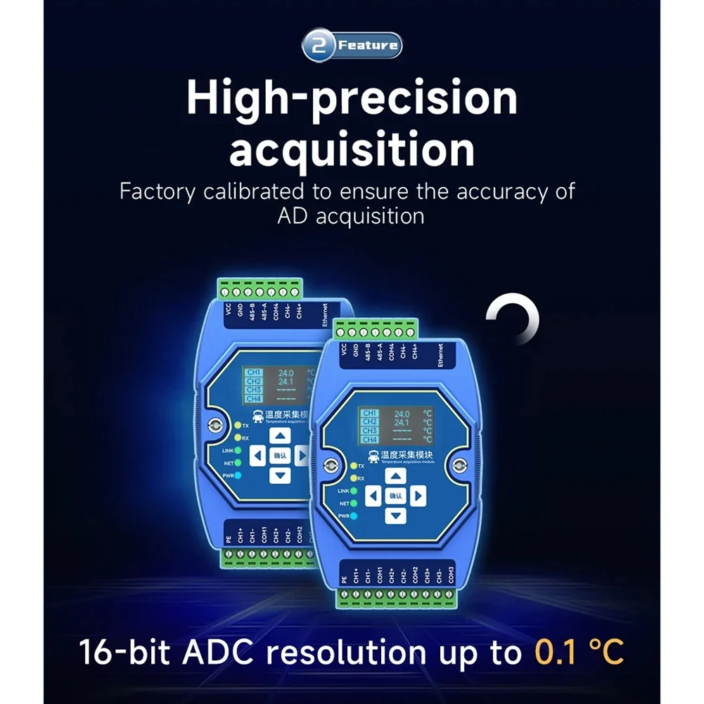 A39Q-6 Way Temperature Acquisition Module Type K Modbus Thermocouple Input RS485 Ethernet Gateway Watchdog DNS Industrial