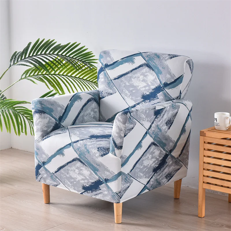 1pc Nordic Floral Print Sofa Cover Elastic Spandex Armchair Cover Single Removable Couch Slipcovers for Bar Counter Living Room