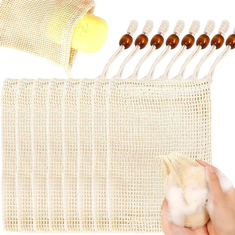 40/20/10Pcs Soap Foaming Net Mesh Bag Bath Washing Tool Natural Sisal Soap Bag Deep Cleaning Delicate Foam Cotton Net Shower Use