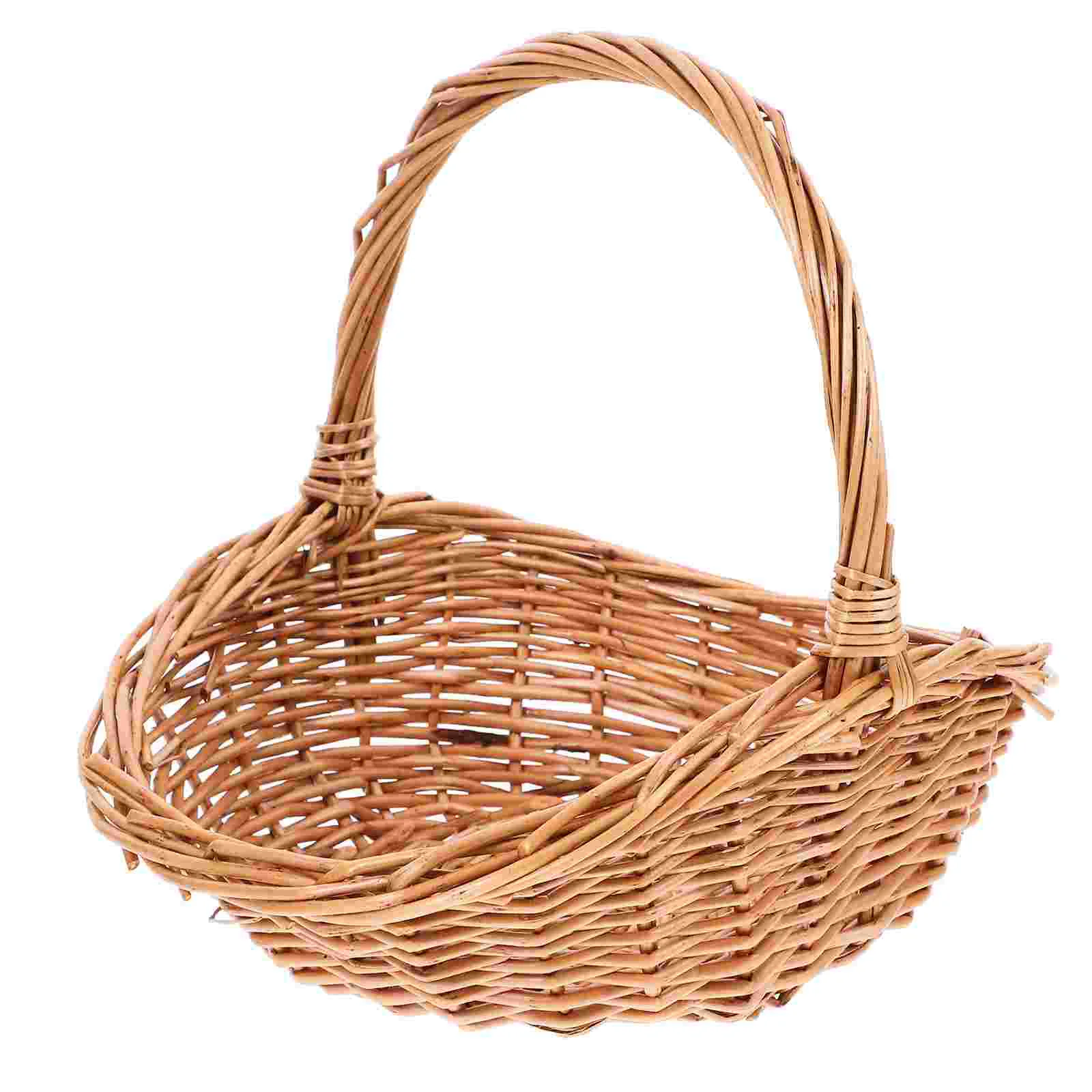 Wicker Bread Baskets Woven Fruit Picnic Handheld Grocery to Weave Snack Camping