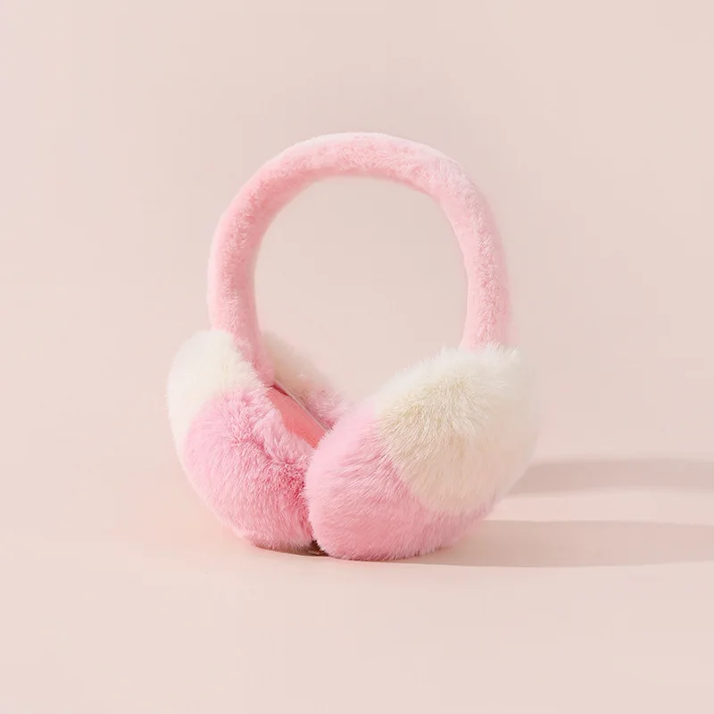 Maikun Earmuff dua warna wanita, kantung telinga mewah, topi elastis tahan dingin bulu tebal hangat musim dingin 2023