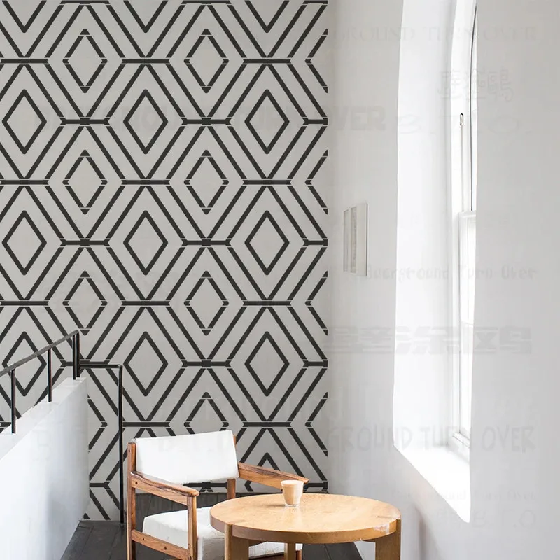 

Роскошный геометрический настенный трафарет 30-170 см, большой многоразовый шаблон для напольной плитки, акцентные стены, нишевый декор