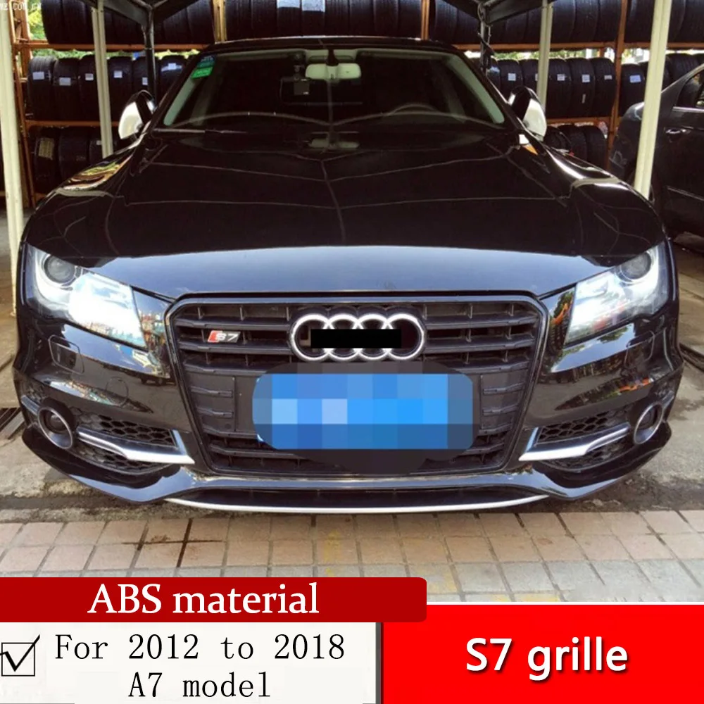 For 2012 to 2018 A7 change S7 grille glossy black n silver n grey ABS material C7 S7 front face sport grille