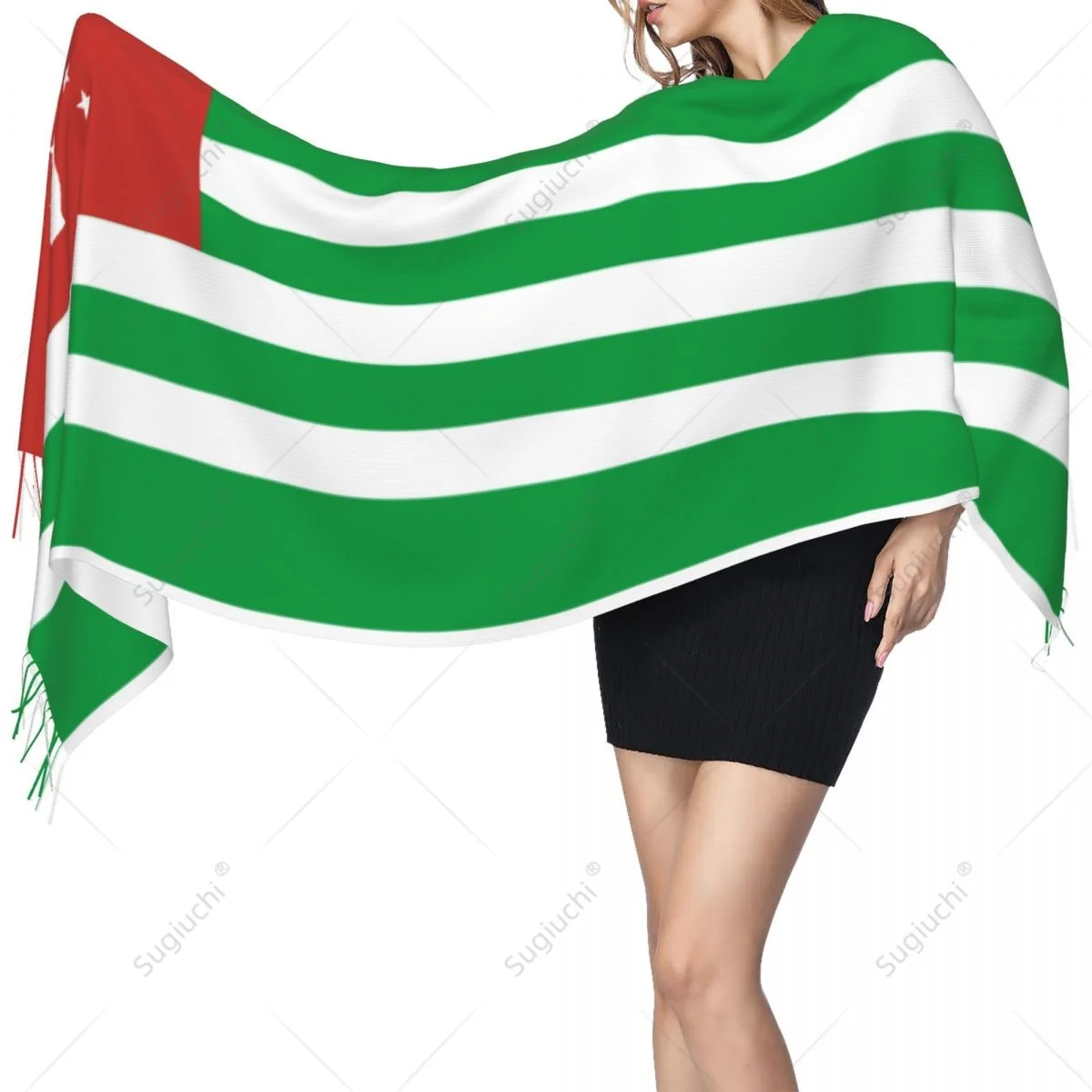 Republic Of Abkhazia Flag Scarf Pashmina Warm Scarves Shawl Wrap Hijab Spring Winter Multifunction Unisex