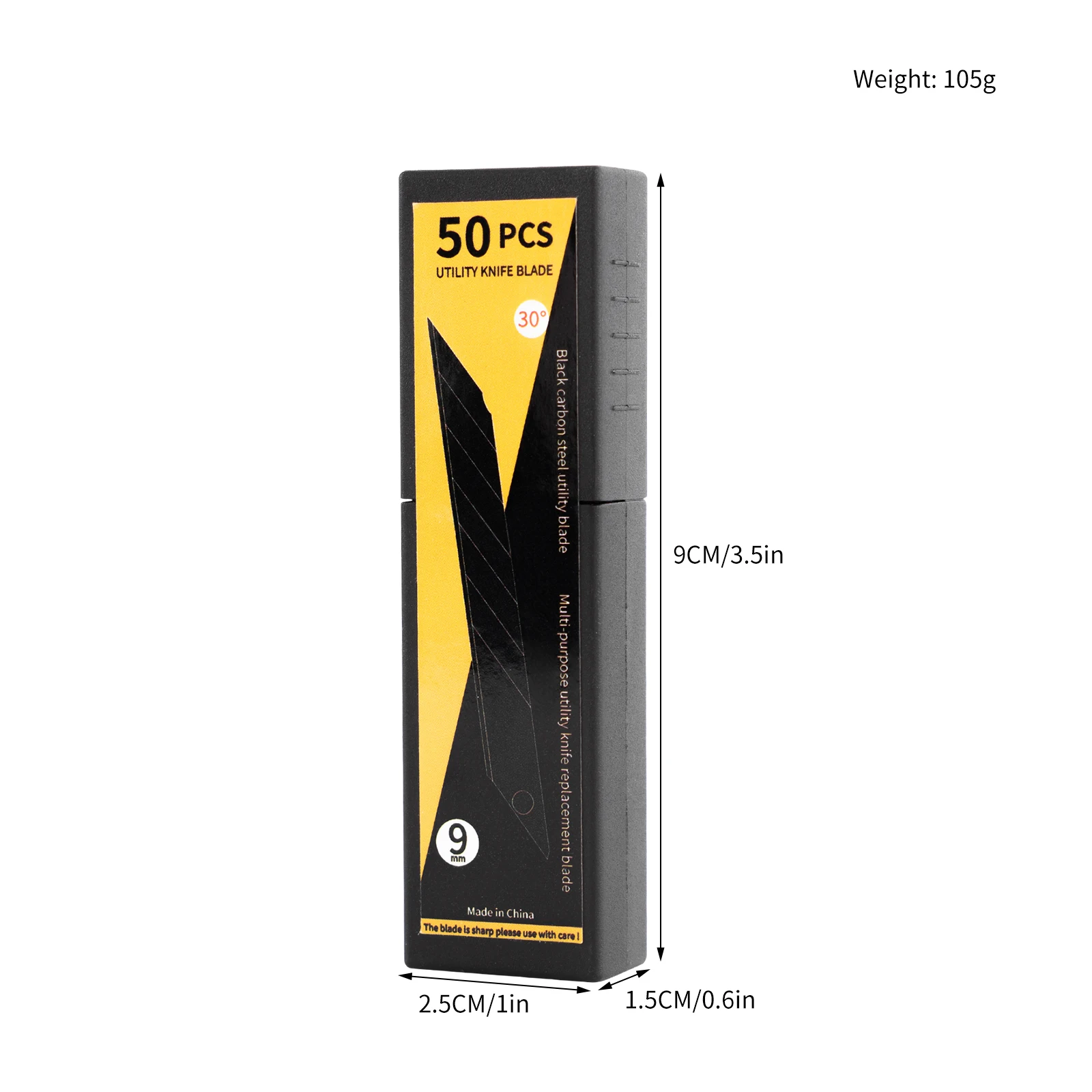 50PCS 9mm 30 Degree Black Carbon Steel Snap Off Blades for Car Wrap PPF Vinyl Window Tint Sticker Film Precision Cutting Knife