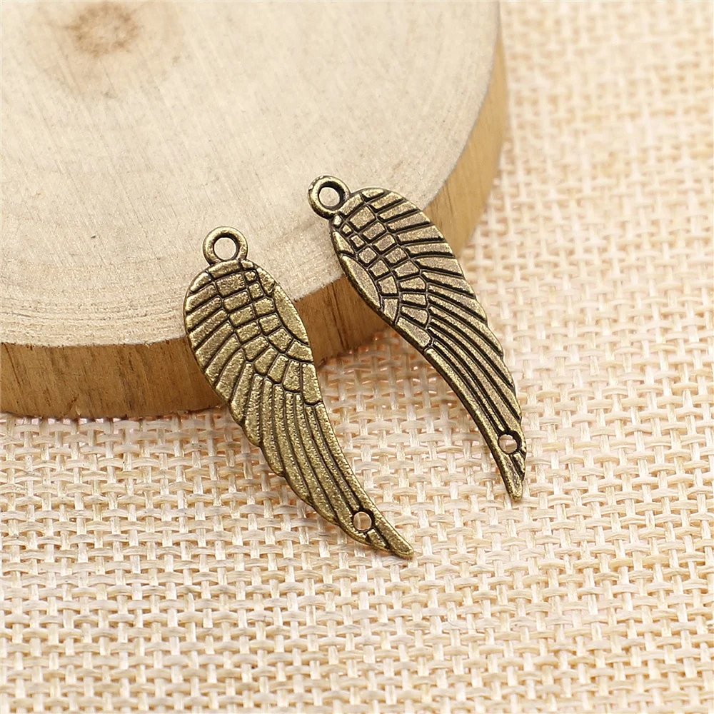 WYSIWYG 10pcs 30x9mm Wing Pendants Antique Silver Color For Making Jewelry Wing Charms Wing Pendants Charms