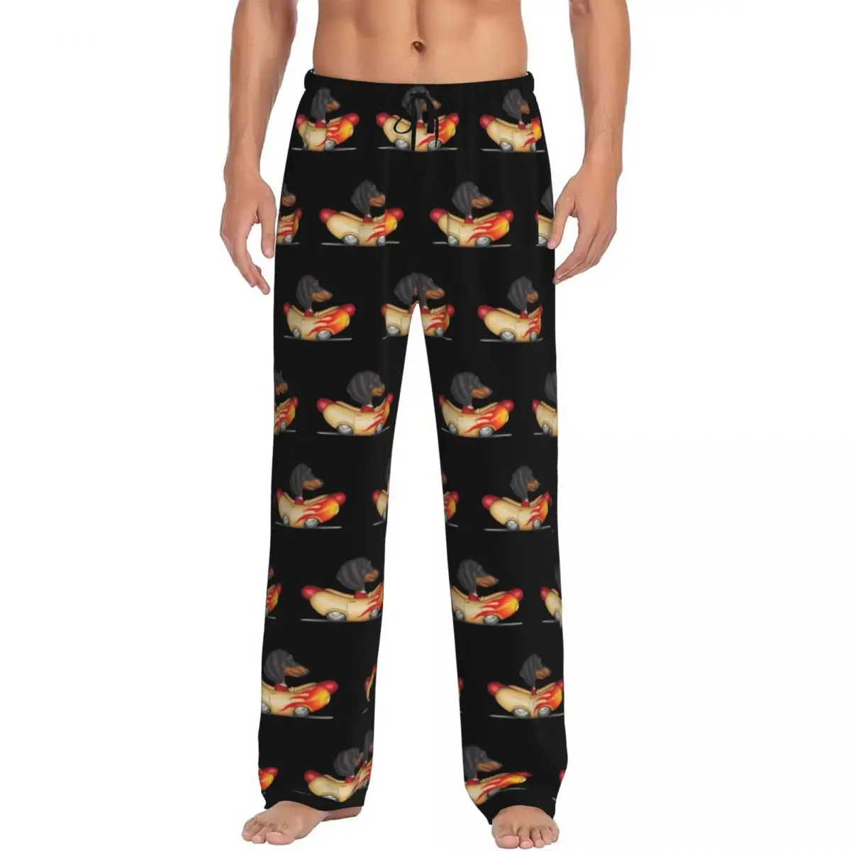 

Custom Dachshund Dog Pajama Pants Sleepwear Men Elastic Waistband Sausage Dogs Sleep Lounge Bottoms with Pockets