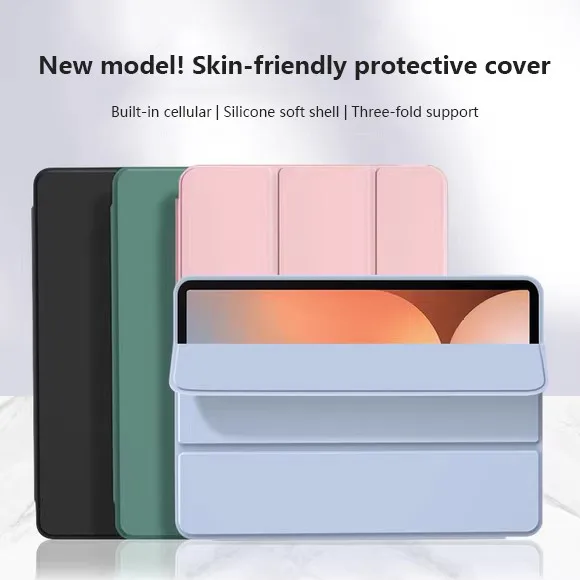 

Кожаный чехол для Samsung Galaxy Tab S11 2025 X730 X736B S10Lite S9 FE Plus S8 S7 S6 Lite A9 A8 S7+ 12,4 Smart Case с тройной подставкой