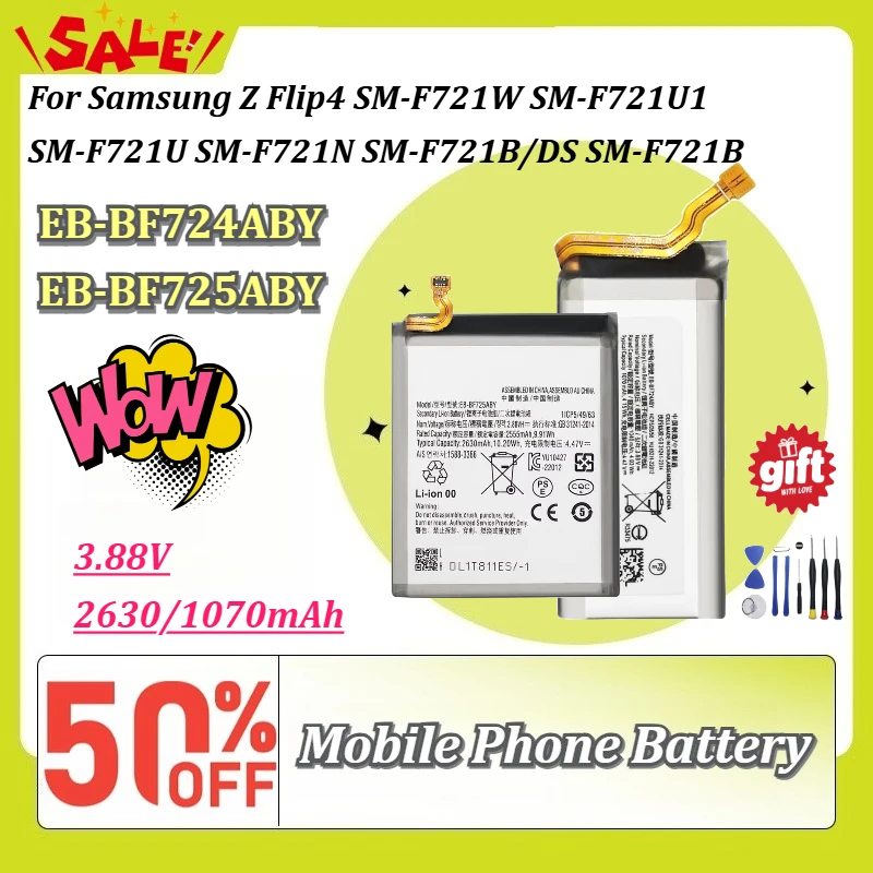 EB-BF724ABY EB-BF725ABY 2630/1070mAh Battery+Tools For Samsung Z Flip4 SM-F721W SM-F721U1 SM-F721U SM-F721N SM-F721B/DS SM-F721B