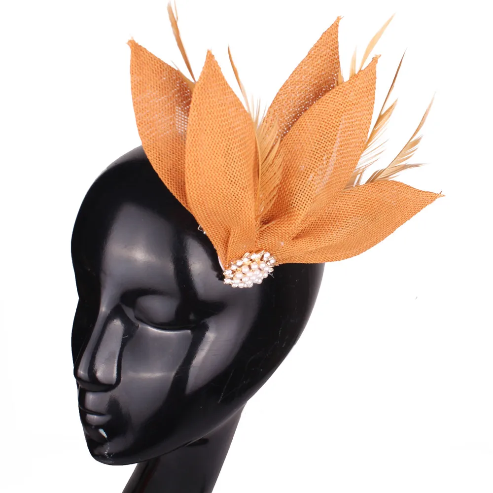 Eleganter Braut-Feder-Fascinator-Haarreif für Damen, Hochzeitskopfbedeckung, Haarschmuck für Kirche, Cocktailparty – Detail 9