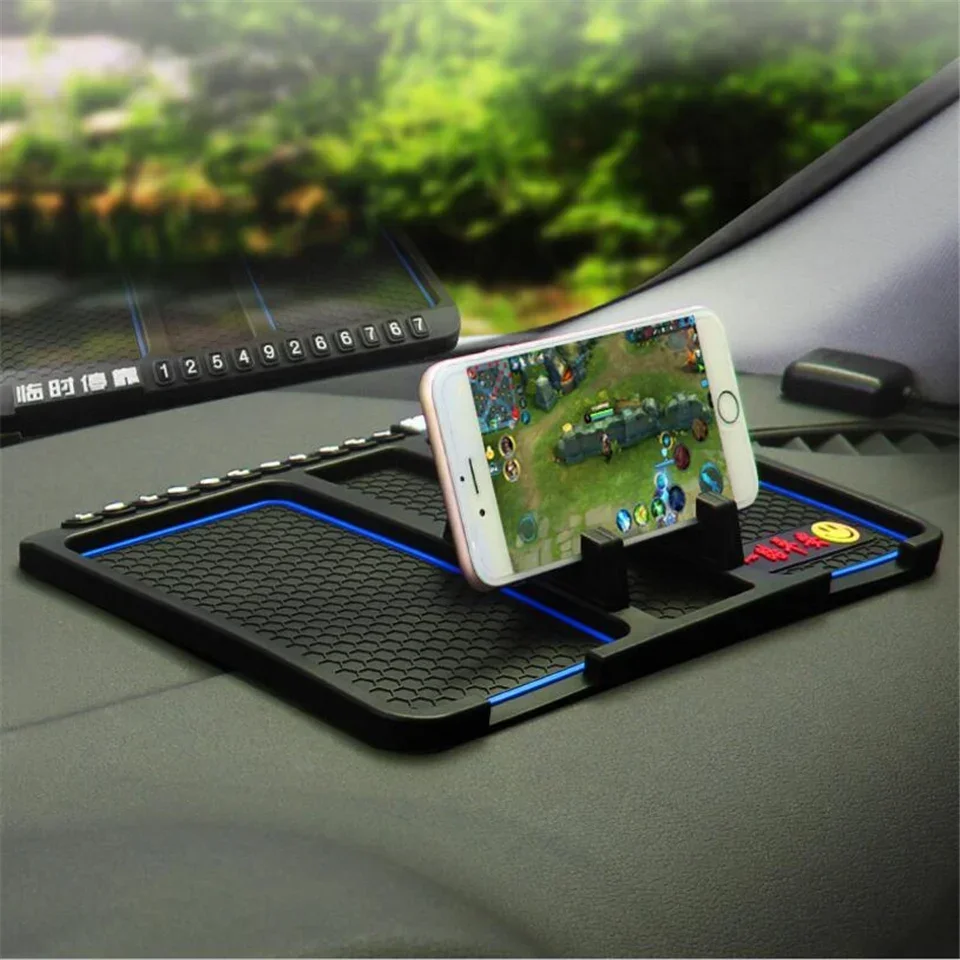 Car Ornament Silicone 360 Rotating Phone Holder Non-Slip Mat Automobile Dashboard Adjustable Angle Sticky Pad For GPS Navigation