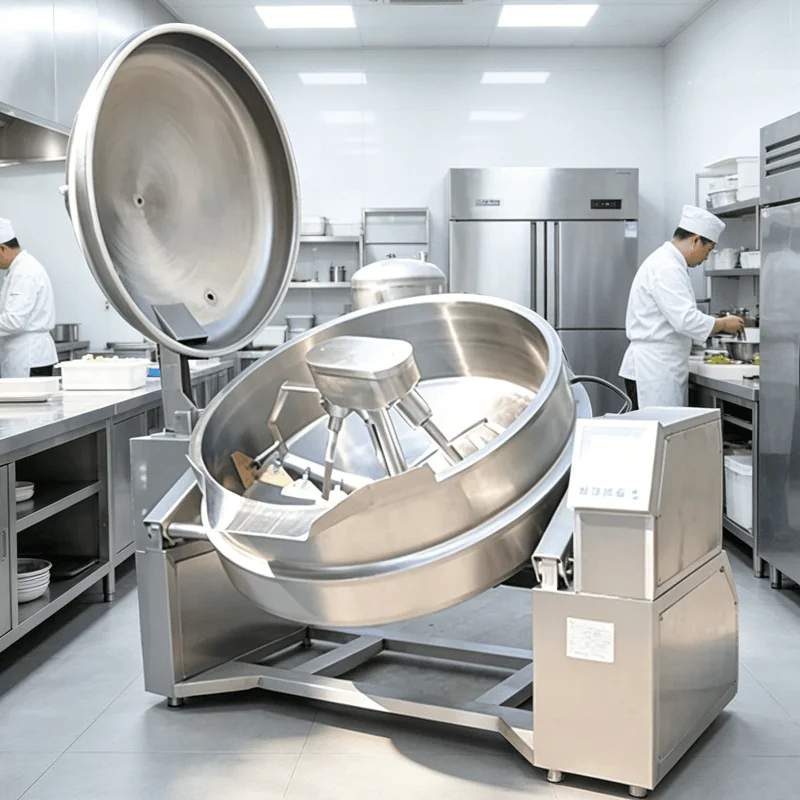 Hydraulic Automatic Tilt Anti-Stick Agitator Food Processing Kettle Steam Jacketed Cooking Mixer
