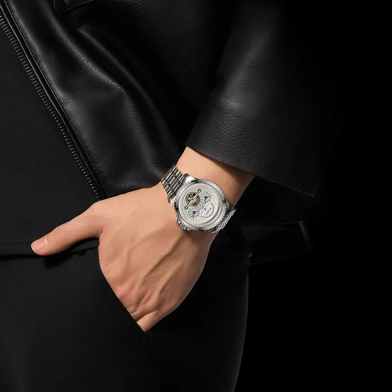 Seagull Dual Time Watch for Men Display Time Automatic Mechanical Watches Fashion Calendar Waterproof Wristwatches Relojes 6172