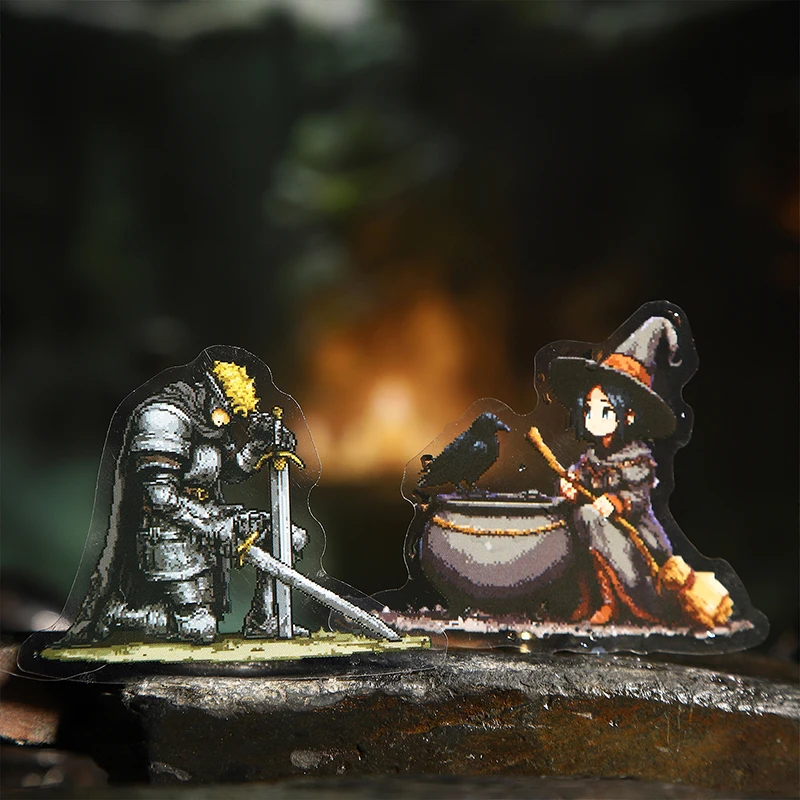 

Card Lover 20 Pcs [Dark Pixel Series] Witch Shadow Mystic Forest Glow Journal Background Collage PET Stickers for Scrapbooking