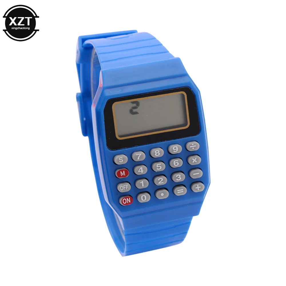 Calcolatrice elettronica per bambini Orologio da polso per computer in silicone Micro calcolatrice Data Orologio con tastiera creativa multiuso