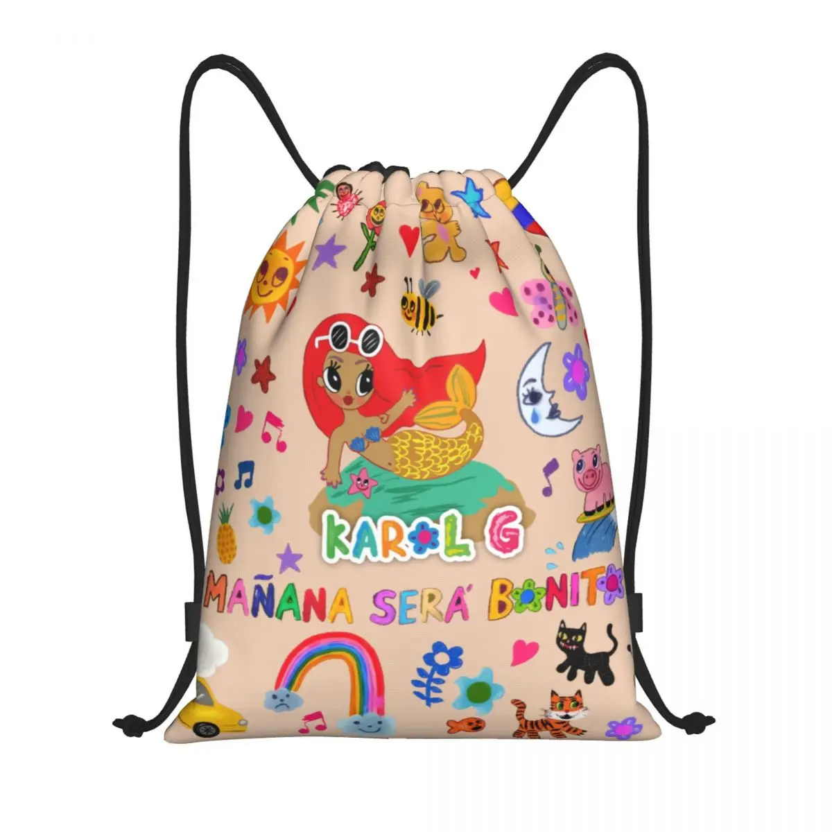 

Custom Karol G Drawstring Bag Women Men Lightweight Reggae Ainger Sports Gym Storage Backpack