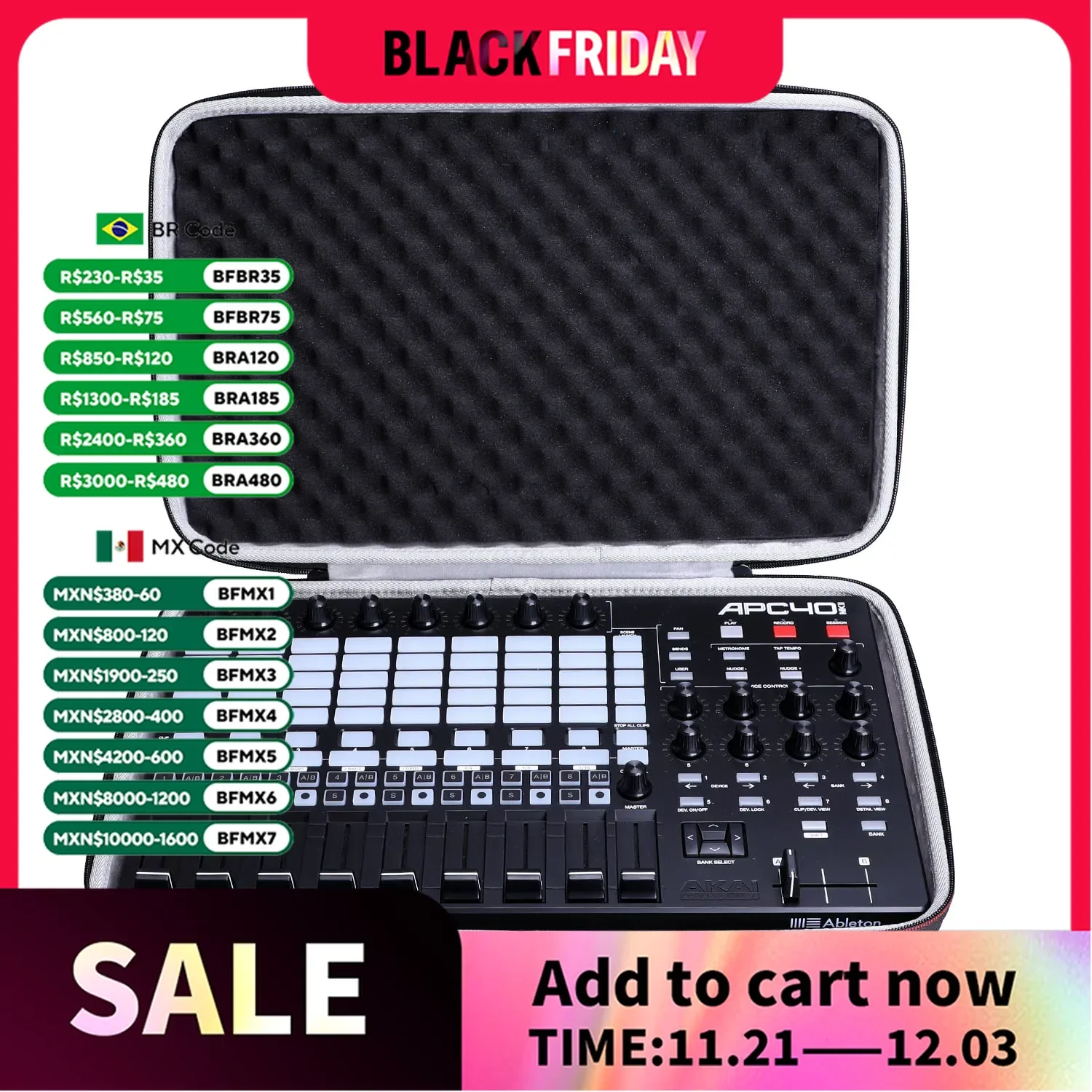 LTGEM Черный EVA Жесткий Чехол forAkai Профессиональный APC 40MKII с usb-питанием полнофункциональный Ableton Live Performance MIDI контроллер
