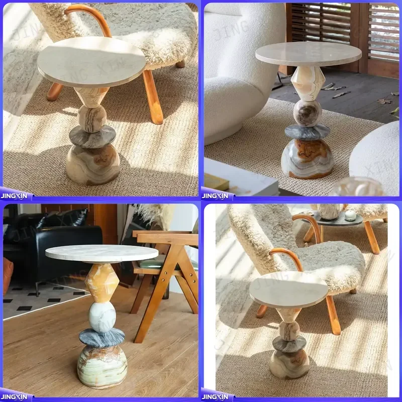 Custom for Marble Stacked Side Table Creative Multi Shape Accent End Table Modern Living Room Bedroom Furniture Home Decor