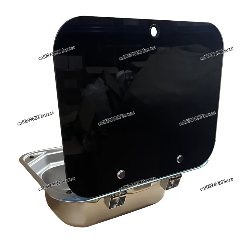 Accessories 420mm Stainless-Steel Kitchen Accessories and Tempered Glass Cover Square Caravan Camper Sink