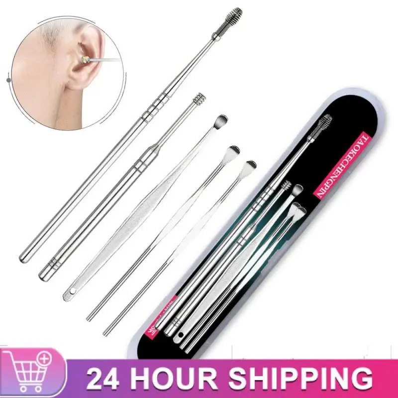 

6PCS Ear Cleanser Spoon Health Care Earpick Ear Cleaner Wax Removal Tool Earpick Sticks Earwax Remover Curette Ear Pick Cleaning